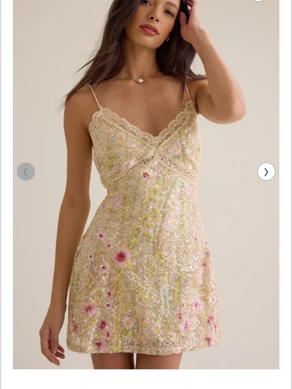 Altar'd State Multi Metallic Lace Dress with Gold and Green Embroidery